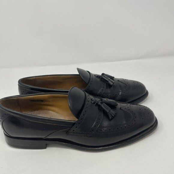 ALLEN EDMONDS CHAMBRAY BLACK LEATHER WING TIP TASSEL SHOES SIZE 10 E main image 5